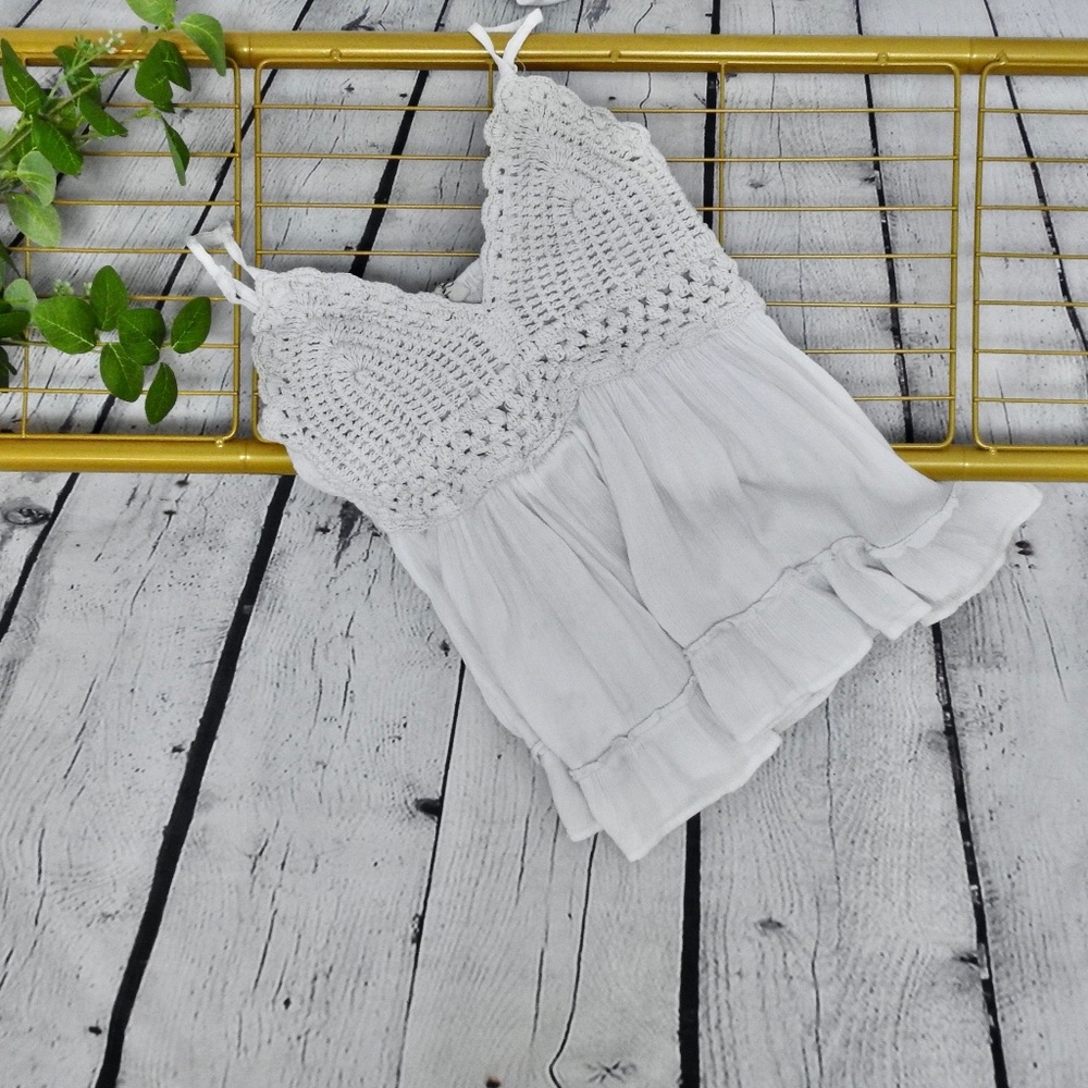HInt of Blush Women's Tank Top Crochet White Size Small